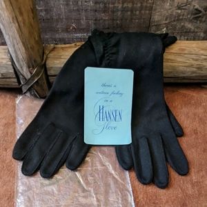 1940's Hansen Black Long Nylasuede Art Deco Style Gloves